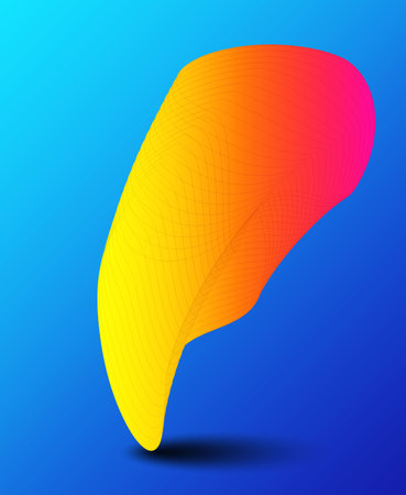 Abstract striped object with 3d sphere. bright colors. Vector illustration of an object with a wavy striped pattern. Modern cover concept. Decoration element for banner designのイラスト素材