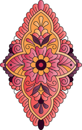 Indian Floral ornamental pattern Black And White and color design is used for invitations, textiles, wrapping paper, gift itemsのイラスト素材