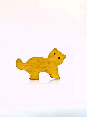 a miniature  wooden cat modelの写真素材