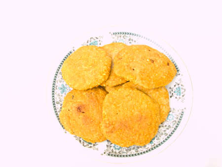 Pile of cookies on a Chiness porcelane plateの写真素材