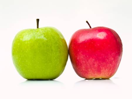 Green and red applesの写真素材