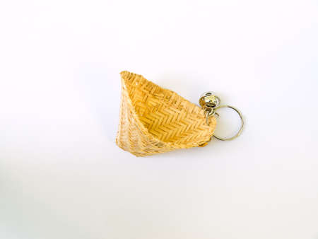 Wicker basket  key chain from Thailand の写真素材