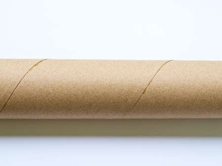 Light brown roll paper isolated on white backgroundの写真素材