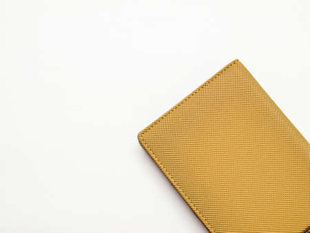 Light brown notebook cover isolated on white backgroundの写真素材