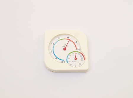 Thermometer and Psychoromoter isolated on white backgroundの写真素材