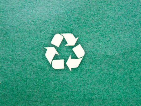 Arecycle sign on deep green paperの写真素材