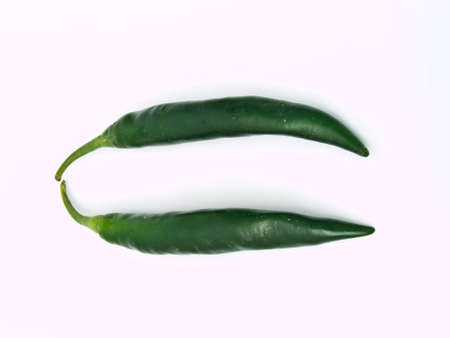 Green peppers isolated on white backgroundの写真素材