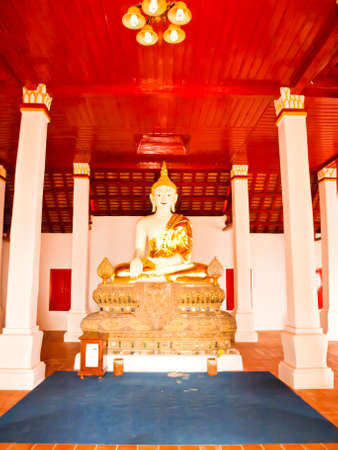 Buddha image in the interior of wat Phra that kao noi, Nan Thailandの写真素材