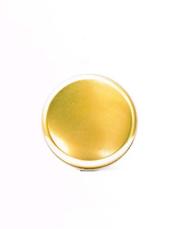 Golden stainless steel of tray back  isolated on white backgroundの写真素材