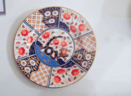 Antique colorful dinner plate の写真素材