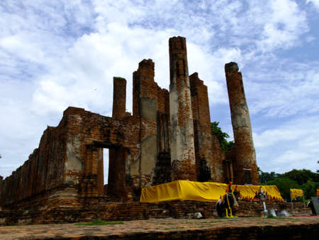 An ancient buddhist vihara in Ayutthaya in Thailand の写真素材