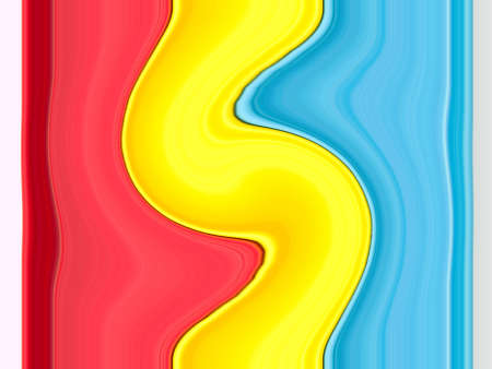 Light blue, yellow and pink twirling strips abstract backgroundの写真素材