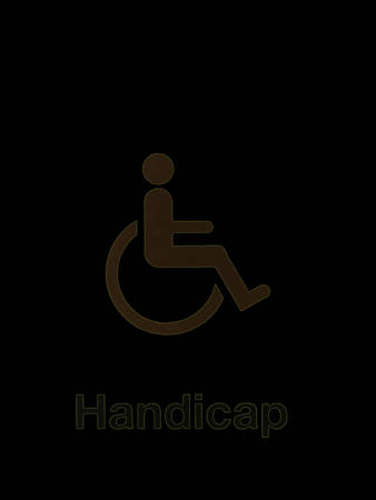 handicap sign isolated on black backgroundの写真素材