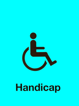 handicap sign isolated on blue backgroundの写真素材