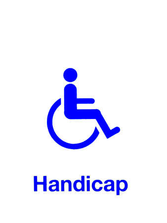 blue handicap sign isolated on white backgroundの写真素材