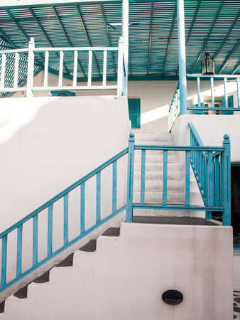 Light blue and white architecture  in Santorini. Greeceの写真素材