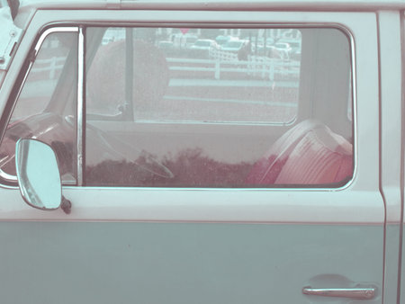left window of vintage car profile