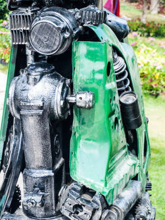 Closeup of engine parts sculptureの写真素材