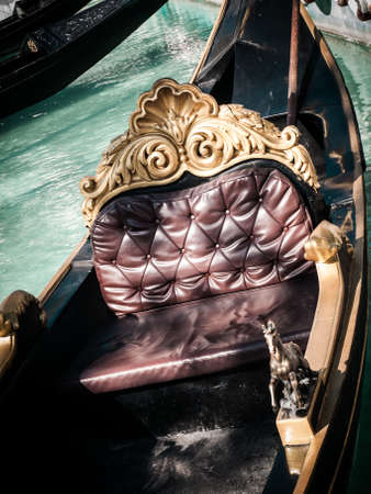 Leather cushion of gondola  in sunny day in retro styleの写真素材