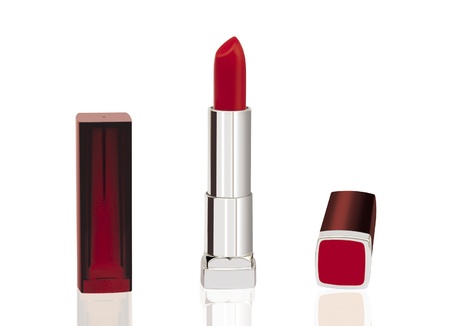 Make-up  Cosmetics   Red lipstick isolated on whiteの写真素材