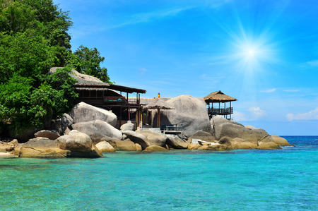 Tropical paradise on the beach of your dreamsの写真素材