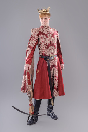 Medieval King.  Medieval king with sword and crown. Joffrey Lannister. の写真素材