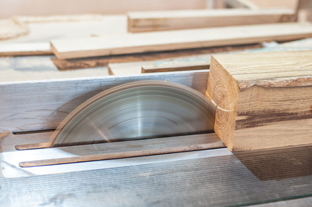 Circular Saw.  Carpenter Using Circular Saw for wood