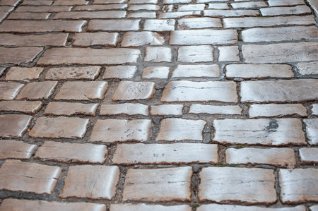 Old town stone paving pattern. Mediteran city pavement