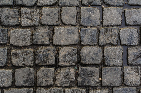 Abstract texture of old stone pavement background. Close up