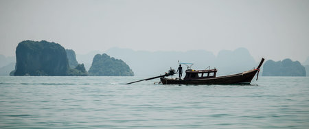 Traditional long tail boat at koh Hong island. Andaman sea, Thailand