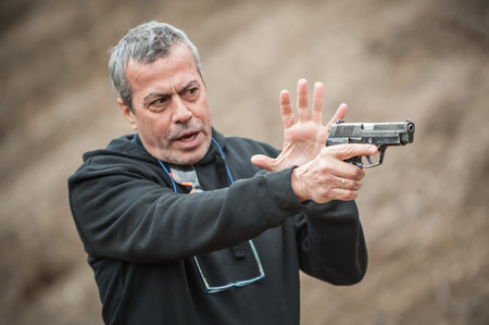 Pozarevac, Serbia - December 21-24, 2018: Kapap Instructor Avi Nardia teaches his students on the...
