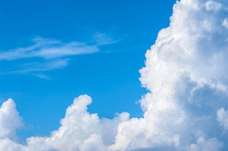 Dynamic sky and clouds with copy space. Abstract wallpaper. Pattern background