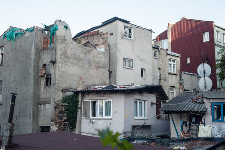 ISTANBUL, TURKEY - 03. JUNE 2019. View of the old buildings in Istanbul. Balat District, Turkeyのeditorial素材