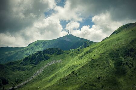 Panoramic view of gorgeous mountain ridge with high rocky peaks. Bjelasica, Montenegroの写真素材