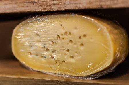 Traditional Dutch cheese displayed for sale in an Amsterdam shop in the Holland.The Netherlands...