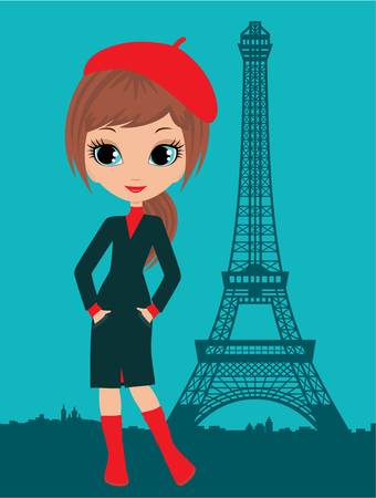 Pretty girl in the Paris. のイラスト素材