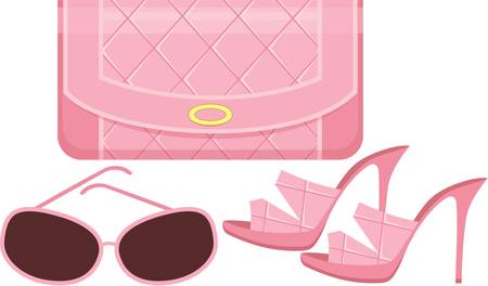 Female bag, shoes and sun glasses. のイラスト素材