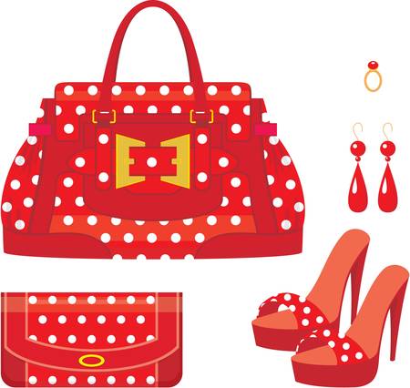 Female bag, purse and shoes on a heel.のイラスト素材