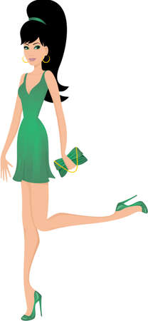 Woman in green dressのイラスト素材