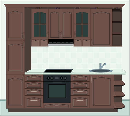 Kitchen furniture. Interior of kitchenのイラスト素材
