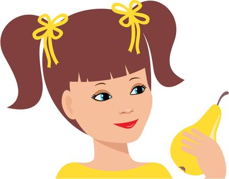 Little girl with a pearのイラスト素材