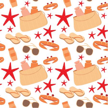 Seamless beach accessories patternのイラスト素材