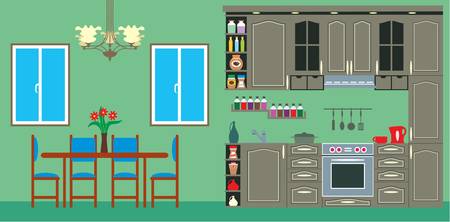 Kitchen furniture. Interiorのイラスト素材