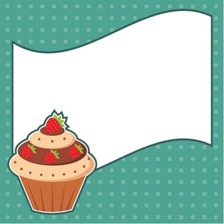 Cupcake with message cloud  Frame for a photo, formのイラスト素材