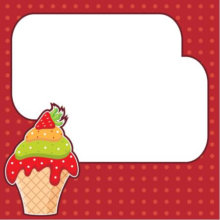 Cupcake with message cloud  Frame for a photo, formのイラスト素材