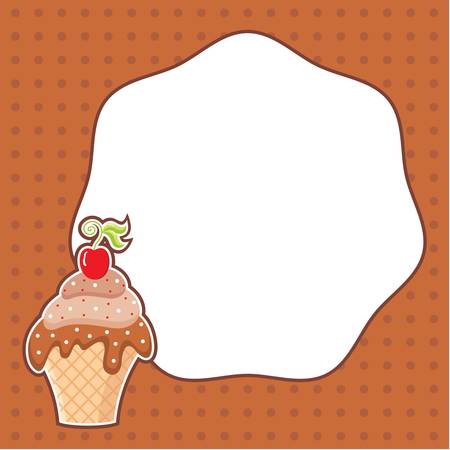 Cupcake with message cloud  Frame for a photo, formのイラスト素材
