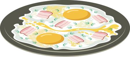 Fried eggs with baconのイラスト素材