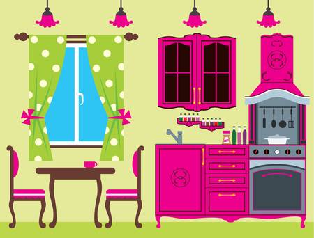 Kitchen furniture  Interior のイラスト素材