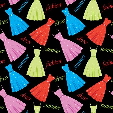 Seamless summer dresses patternのイラスト素材