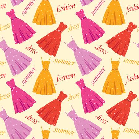 Seamless summer dresses patternのイラスト素材